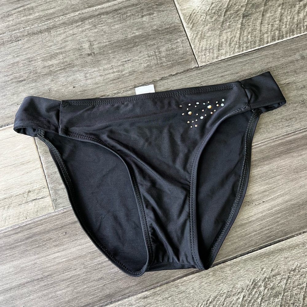 GUESS Black Rhinestone Bikini Swim Bottoms